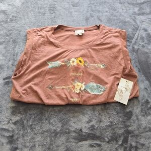 Tru Self Arrow Sunflower Twist Front Tank Top Size XL NWT